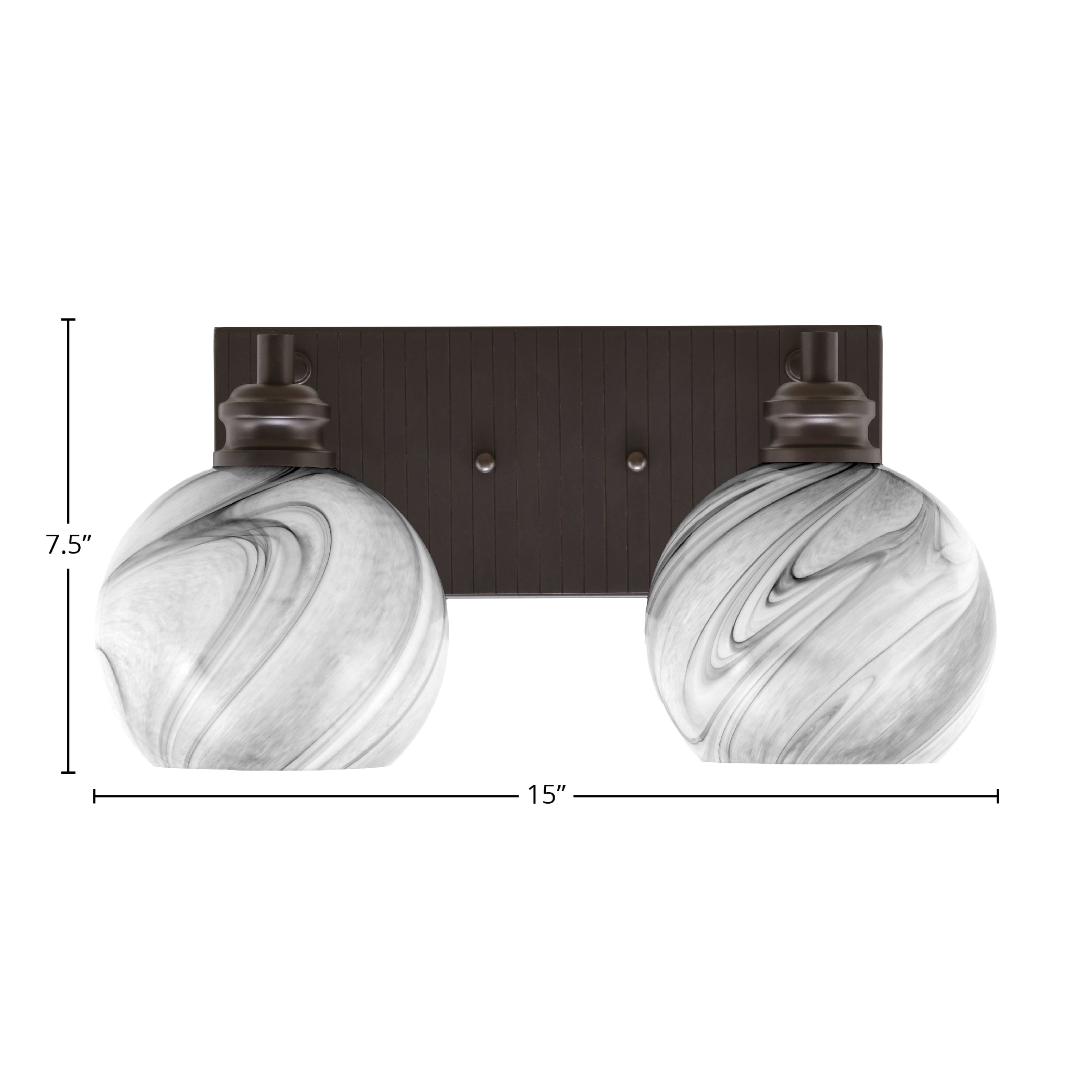 Edge Two Light Bath Bar in Espresso with 5.75" Onyx Swirl Shade
