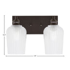 Edge Two Light Bath Bar in Espresso with 5" Clear Textured Shade
