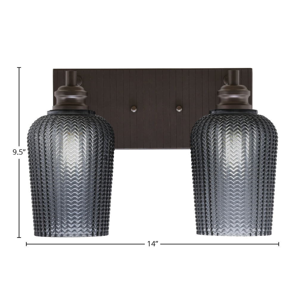 Edge Two Light Bath Bar in Espresso with 5" Smoke Textured Shade