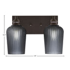 Edge Two Light Bath Bar in Espresso with 5" Smoke Textured Shade