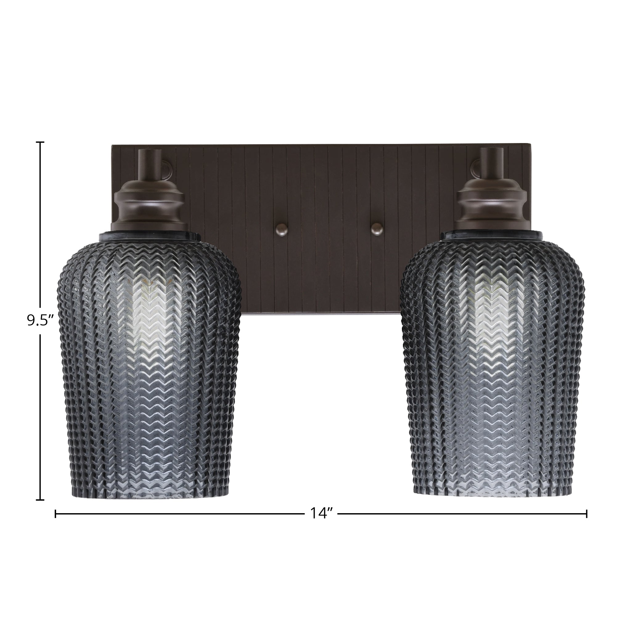 Edge Two Light Bath Bar in Espresso with 5" Smoke Textured Shade