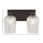 Edge Two Light Bath Bar in Espresso with 5" Silver Textured Shade