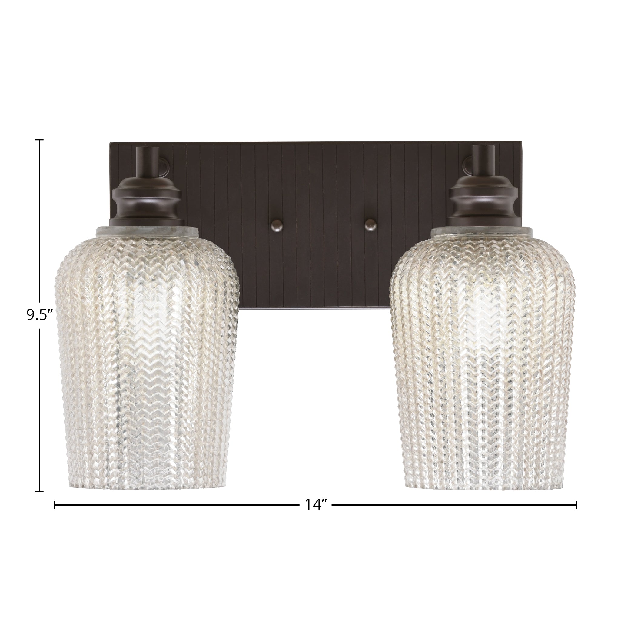 Edge Two Light Bath Bar in Espresso with 5" Silver Textured Shade