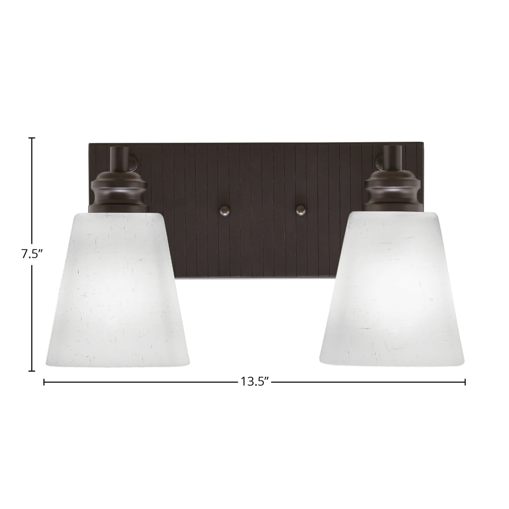 Edge Two Light Bath Bar in Espresso with 4.5" White Muslin Shade