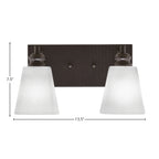 Edge Two Light Bath Bar in Espresso with 4.5" White Muslin Shade