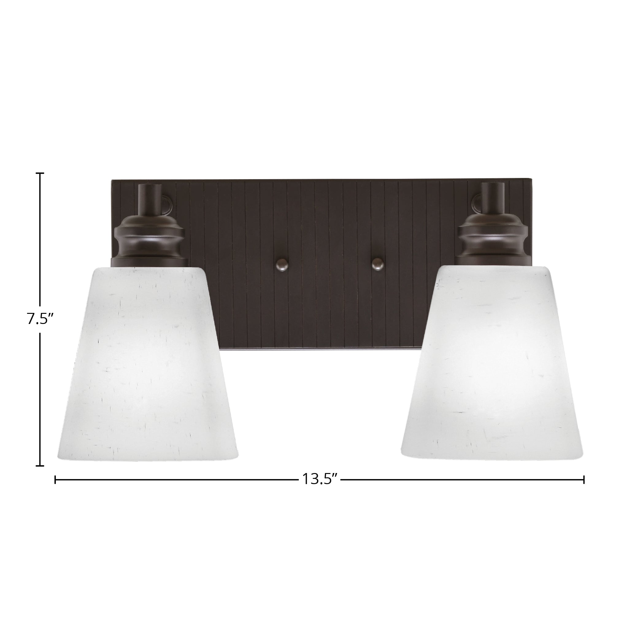 Edge Two Light Bath Bar in Espresso with 4.5" White Muslin Shade