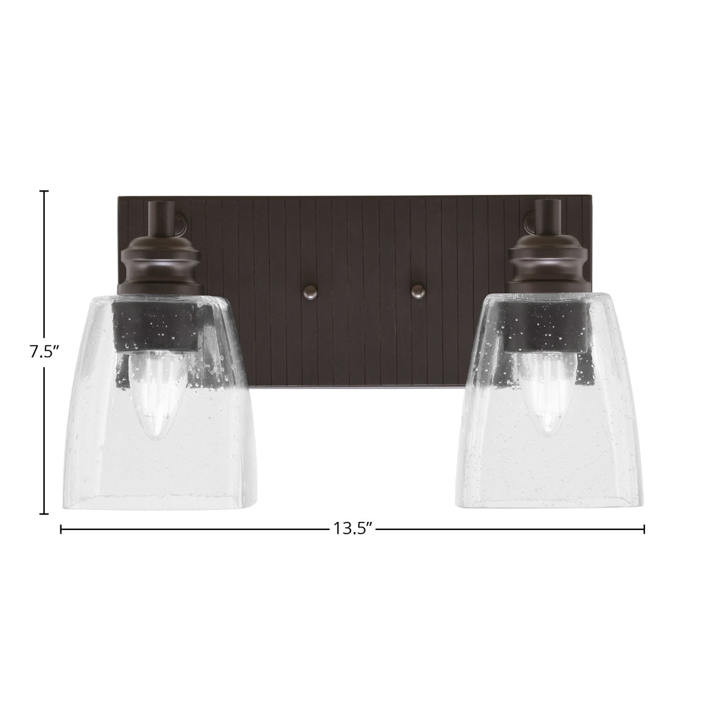 Edge Two Light Bath Bar in Espresso with 4.5" Clear Bubble Shade