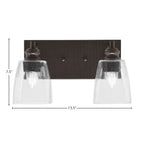 Edge Two Light Bath Bar in Espresso with 4.5" Clear Bubble Shade