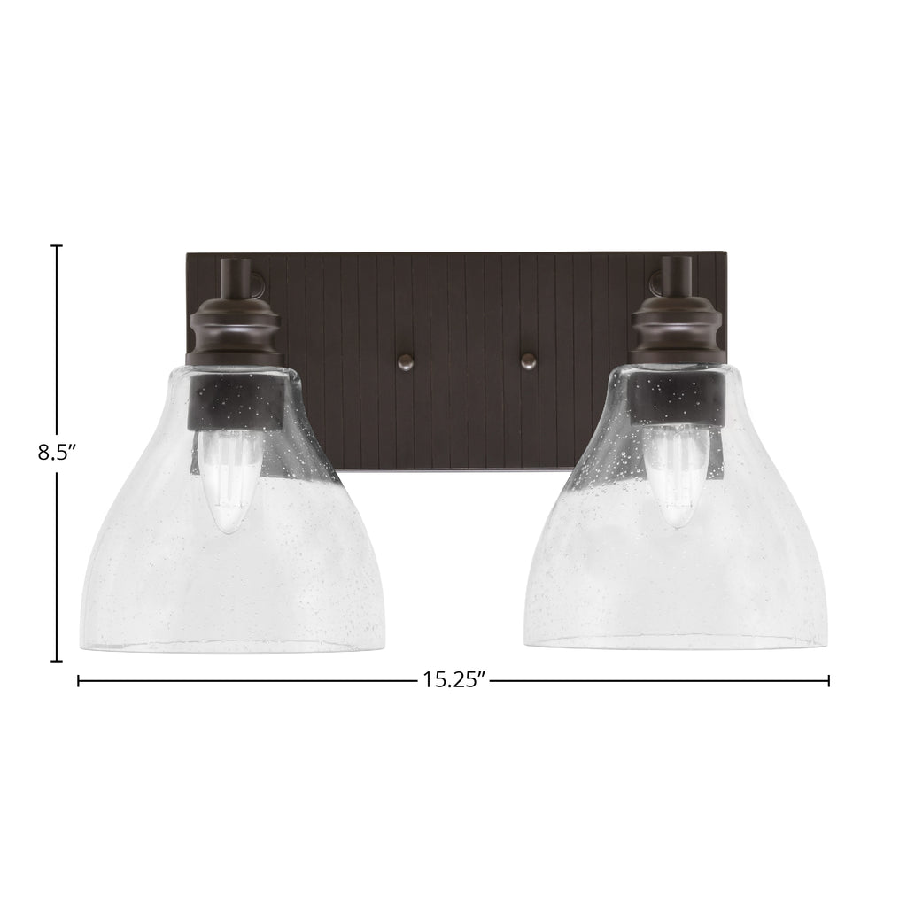 Edge Two Light Bath Bar in Espresso with 6.25" Clear Bubble Shade