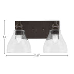 Edge Two Light Bath Bar in Espresso with 6.25" Clear Bubble Shade