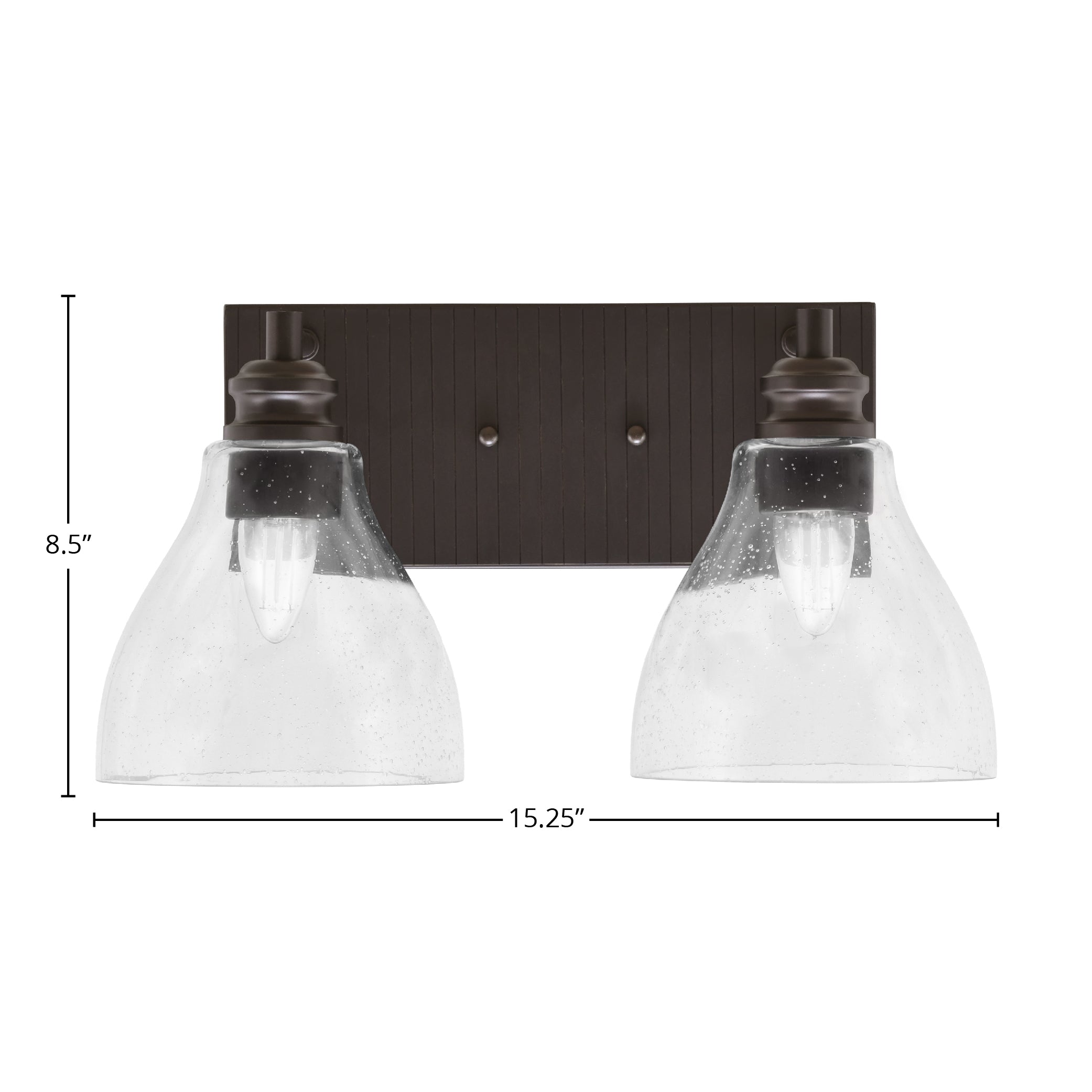 Edge Two Light Bath Bar in Espresso with 6.25" Clear Bubble Shade