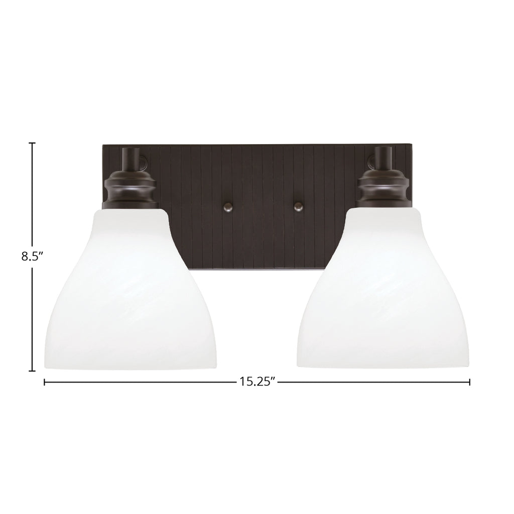 Edge Two Light Bath Bar in Espresso with 6.25" White Marble Shade