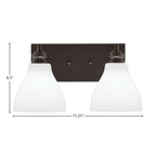 Edge Two Light Bath Bar in Espresso with 6.25" White Marble Shade