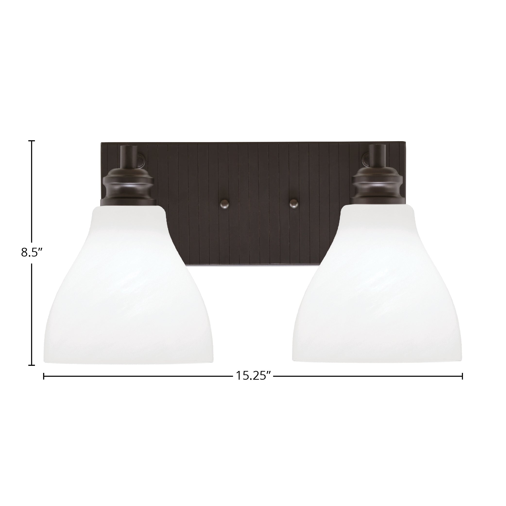 Edge Two Light Bath Bar in Espresso with 6.25" White Marble Shade