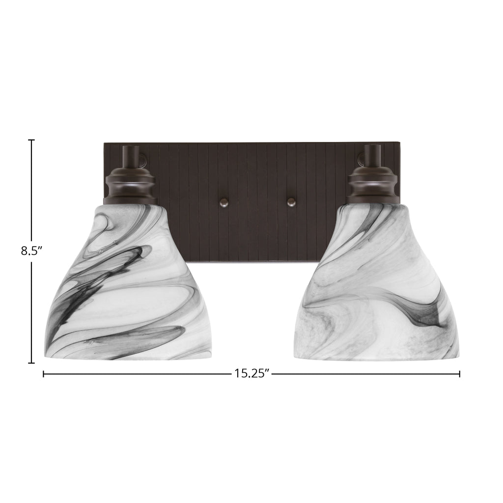 Edge Two Light Bath Bar in Espresso with 6.25" Onyx Swirl Shade