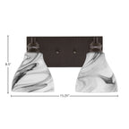 Edge Two Light Bath Bar in Espresso with 6.25" Onyx Swirl Shade