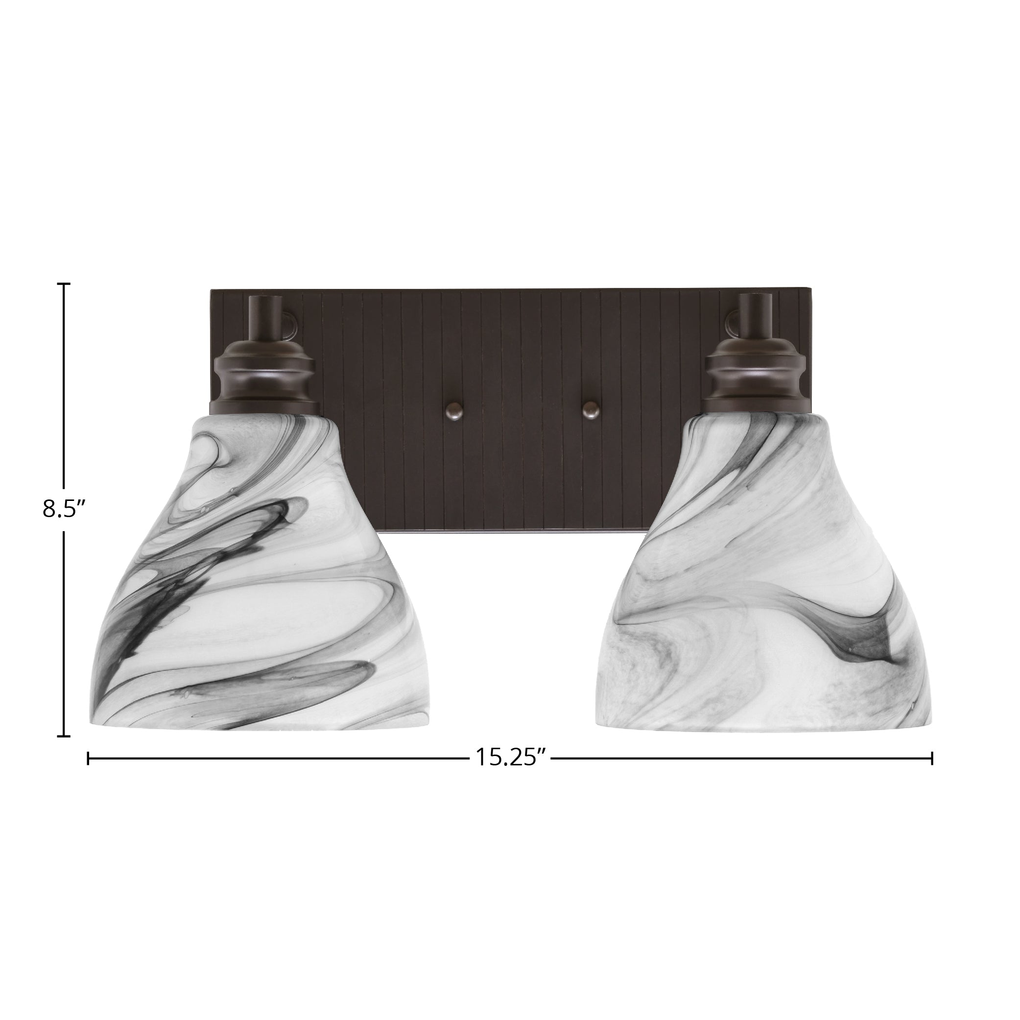 Edge Two Light Bath Bar in Espresso with 6.25" Onyx Swirl Shade