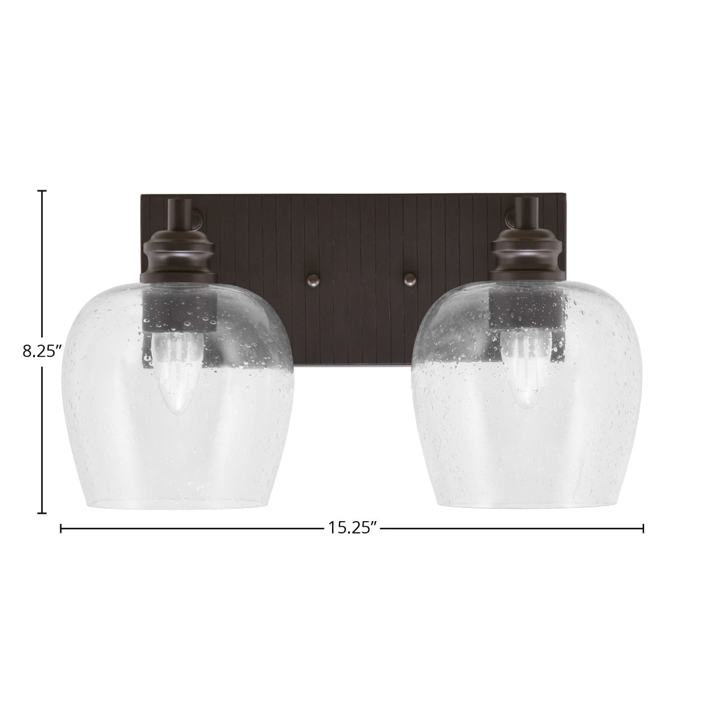 Edge Two Light Bath Bar in Espresso with 6" Clear Bubble Shade