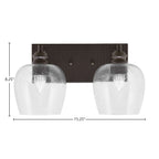 Edge Two Light Bath Bar in Espresso with 6" Clear Bubble Shade