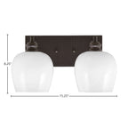 Edge Two Light Bath Bar in Espresso with 6" White Marble Shade