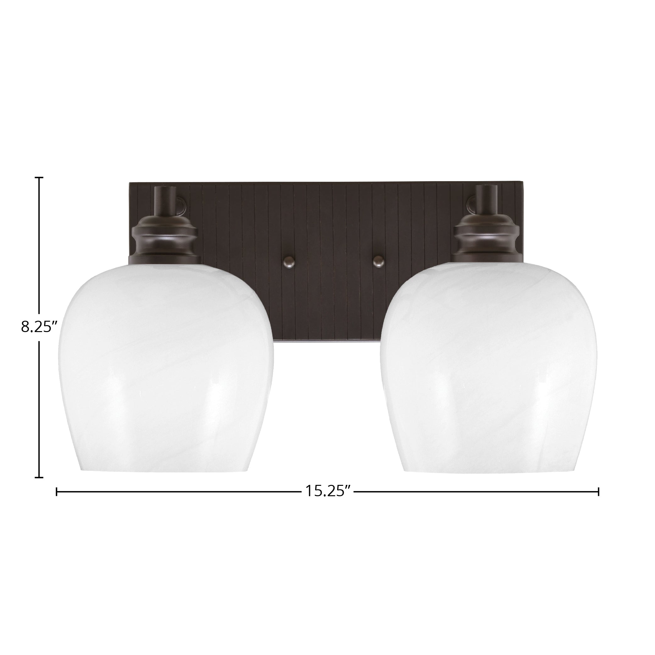 Edge Two Light Bath Bar in Espresso with 6" White Marble Shade