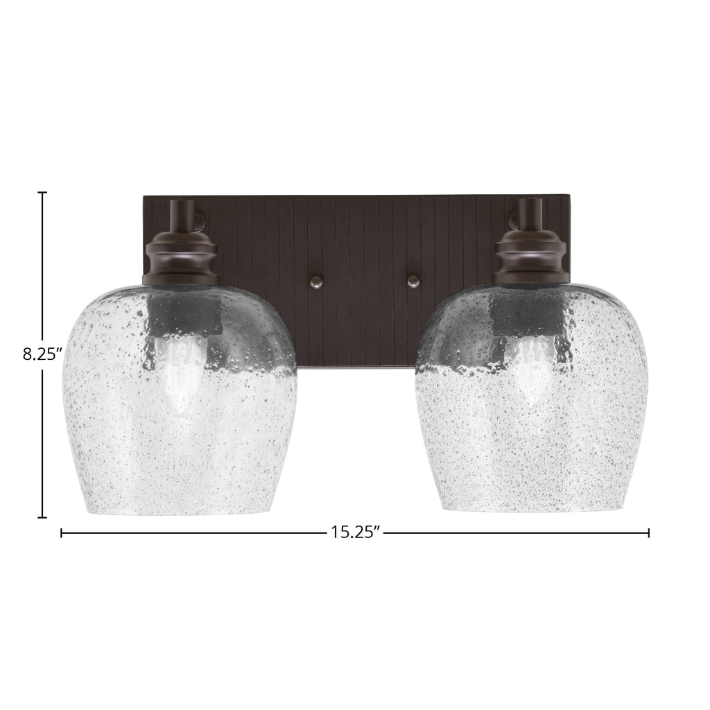Edge Two Light Bath Bar in Espresso with 6" Smoke Bubble Shade