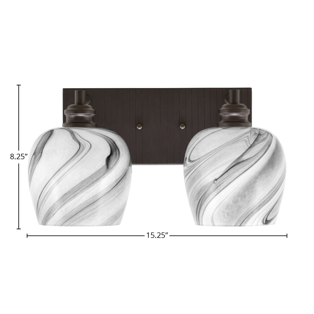 Edge Two Light Bath Bar in Espresso with 6" Onyx Swirl Shade
