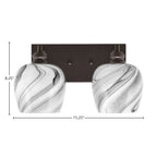 Edge Two Light Bath Bar in Espresso with 6" Onyx Swirl Shade