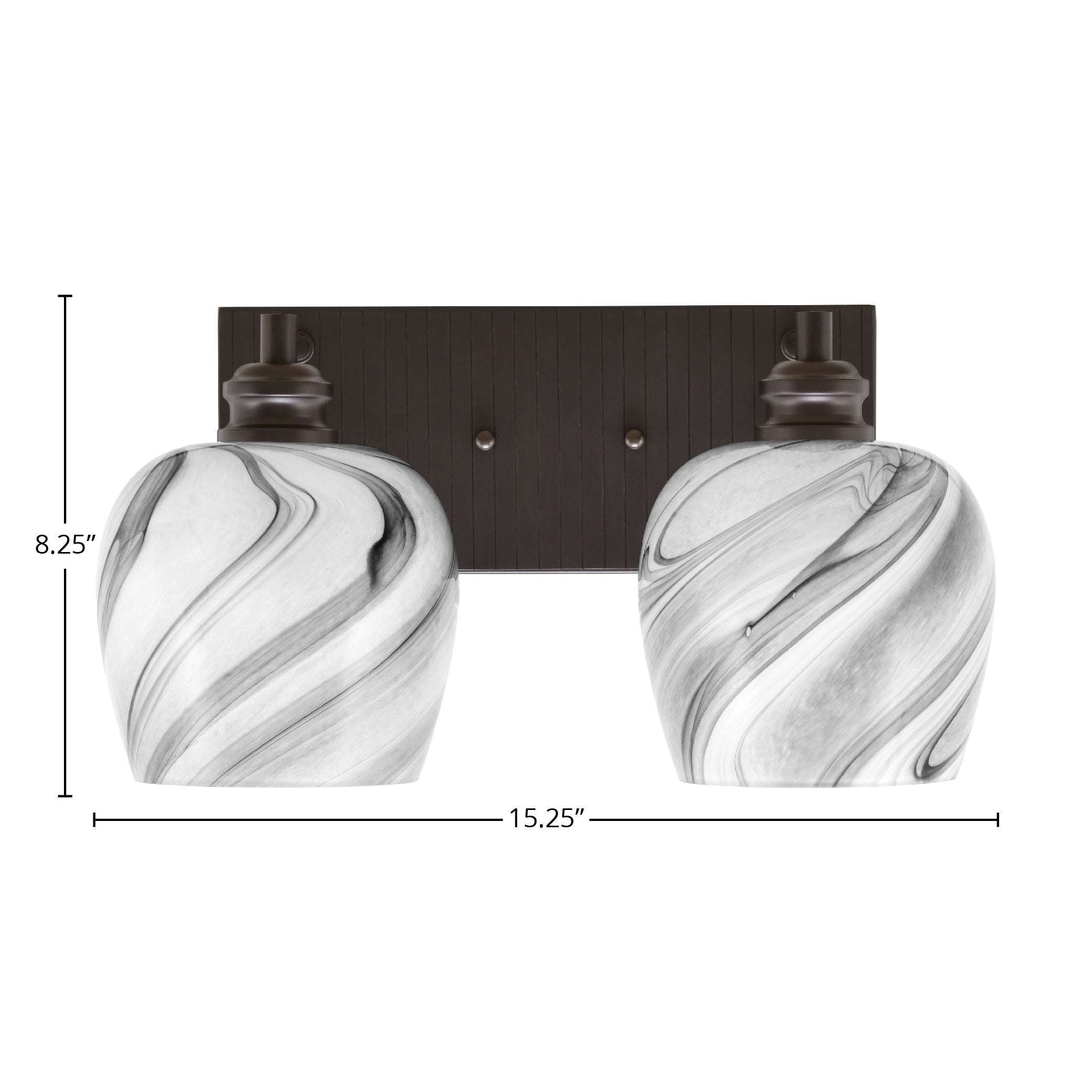 Edge Two Light Bath Bar in Espresso with 6" Onyx Swirl Shade