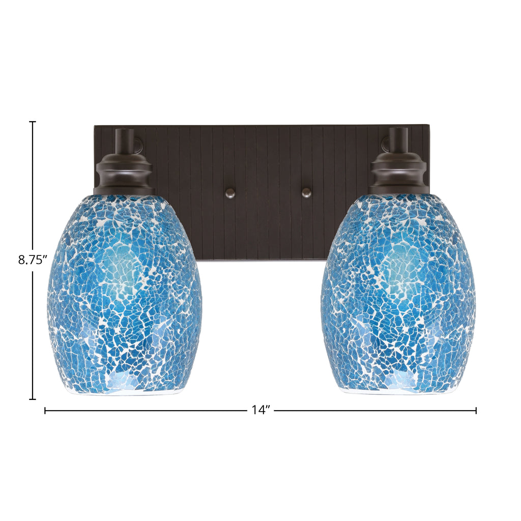Edge Two Light Bath Bar in Espresso with 5" Turquoise Fusion Shade
