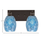 Edge Two Light Bath Bar in Espresso with 5" Turquoise Fusion Shade