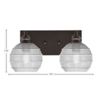 Edge Two Light Bath Bar in Espresso with 6" Clear Ribbed Shade
