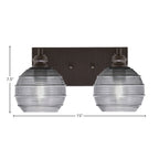 Edge Two Light Bath Bar in Espresso with 6" Smoke Ribbed Shade