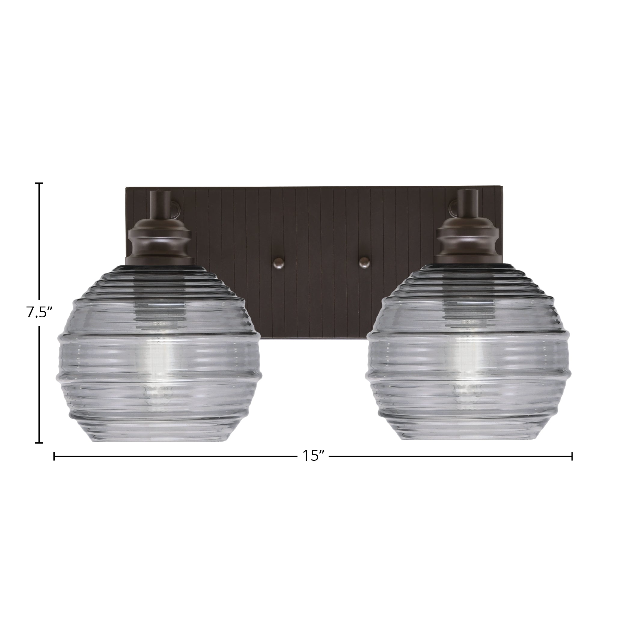 Edge Two Light Bath Bar in Espresso with 6" Smoke Ribbed Shade
