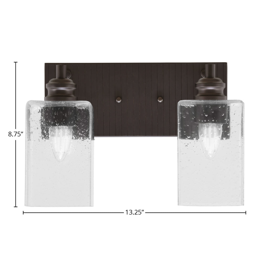 Edge Two Light Bath Bar in Espresso with 4" Clear Bubble Shade