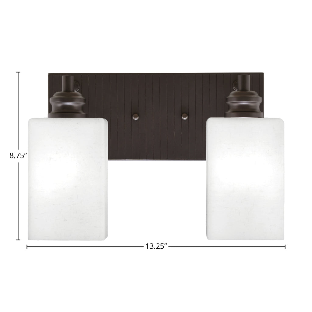 Edge Two Light Bath Bar in Espresso with 4" White Muslin Shade