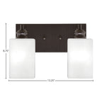 Edge Two Light Bath Bar in Espresso with 4" White Muslin Shade
