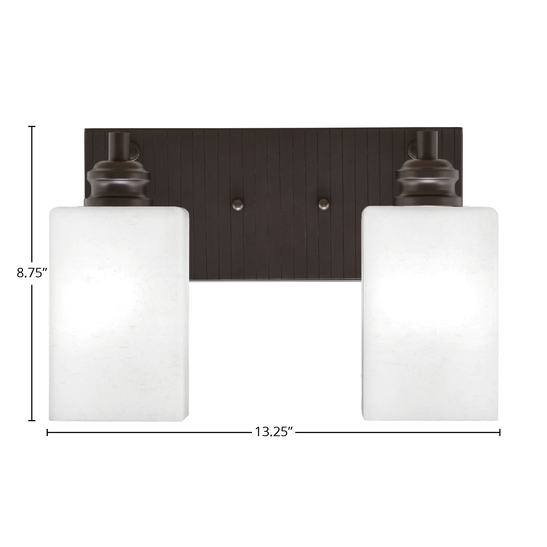 Edge Two Light Bath Bar in Espresso with 4" White Muslin Shade