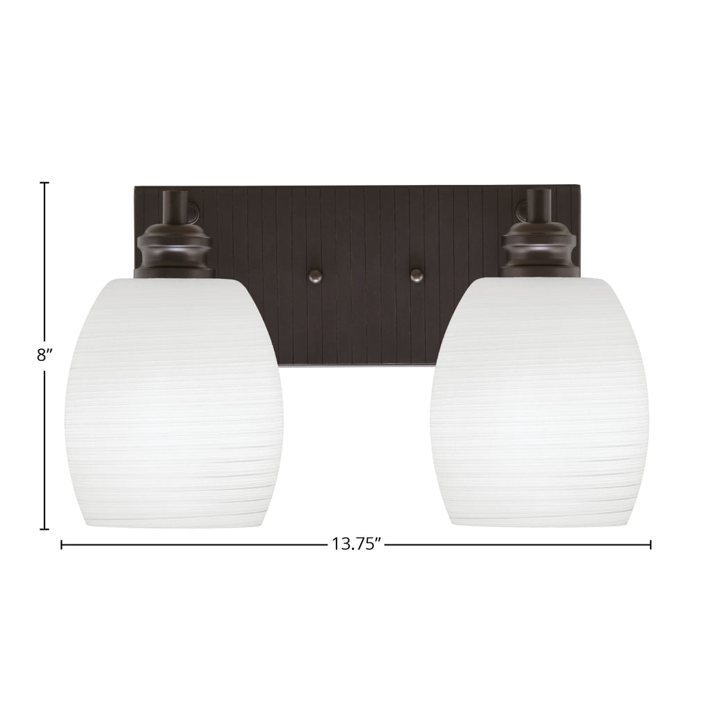 Edge Two Light Bath Bar in Espresso with 5" White Linen Shade