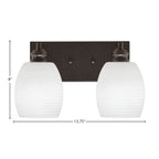 Edge Two Light Bath Bar in Espresso with 5" White Linen Shade