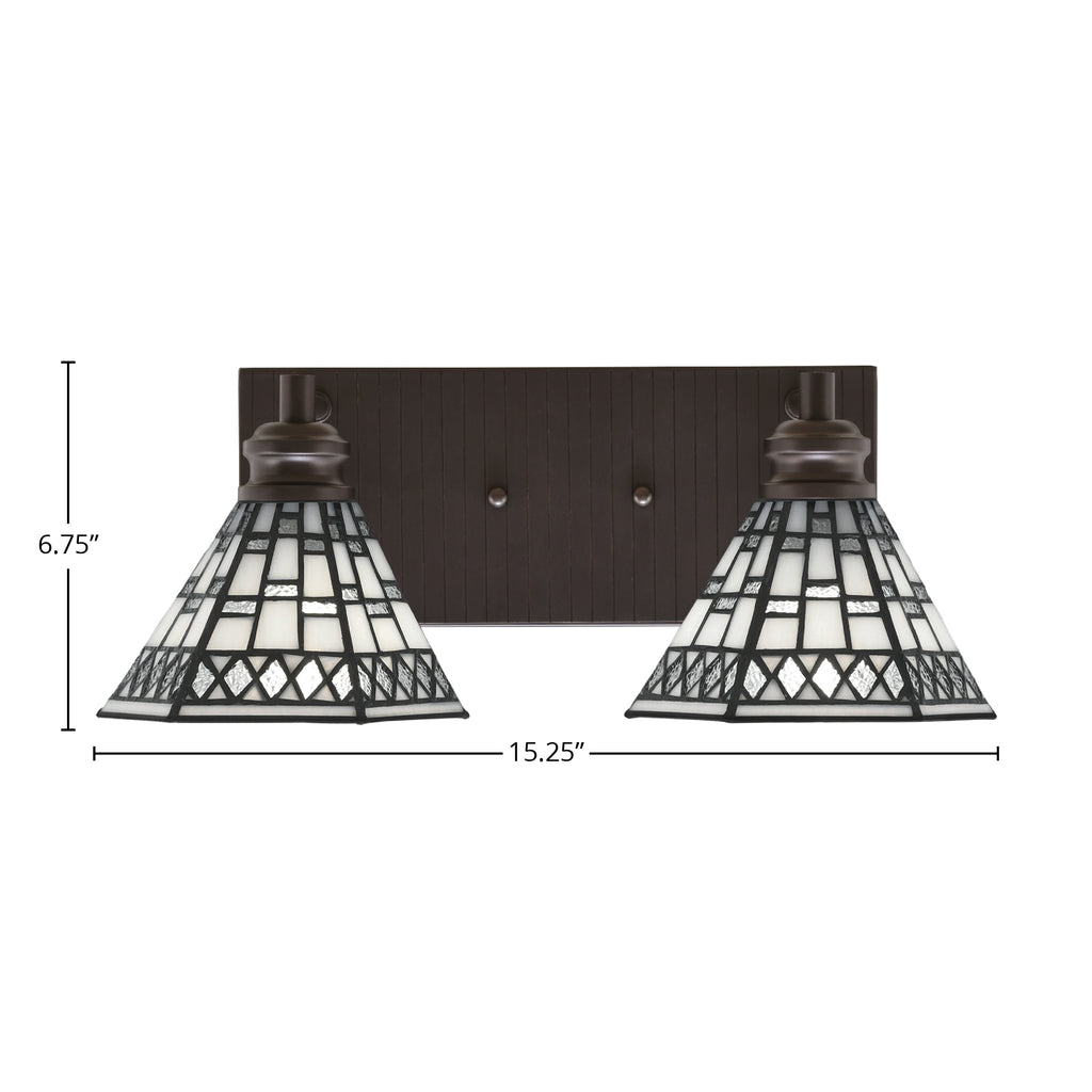 Edge Two Light Bath Bar in Espresso with 7" Pewter Art Glass Shade