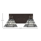 Edge Two Light Bath Bar in Espresso with 7" Pewter Art Glass Shade