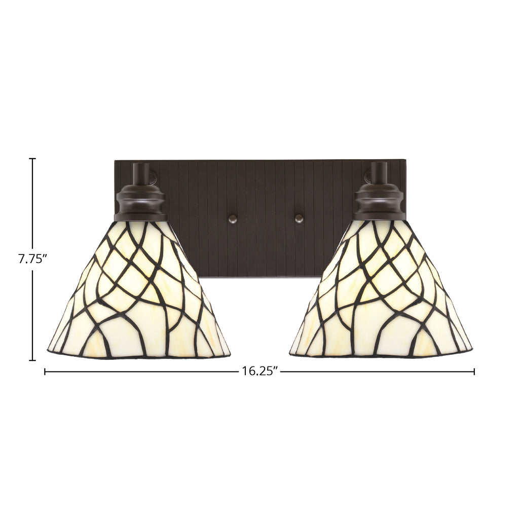 Edge Two Light Bath Bar in Espresso with 7" Sandhill Art Glass Shade
