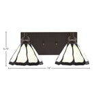 Edge Two Light Bath Bar in Espresso with 7" Pearl & Black Flair Art Glass Shade