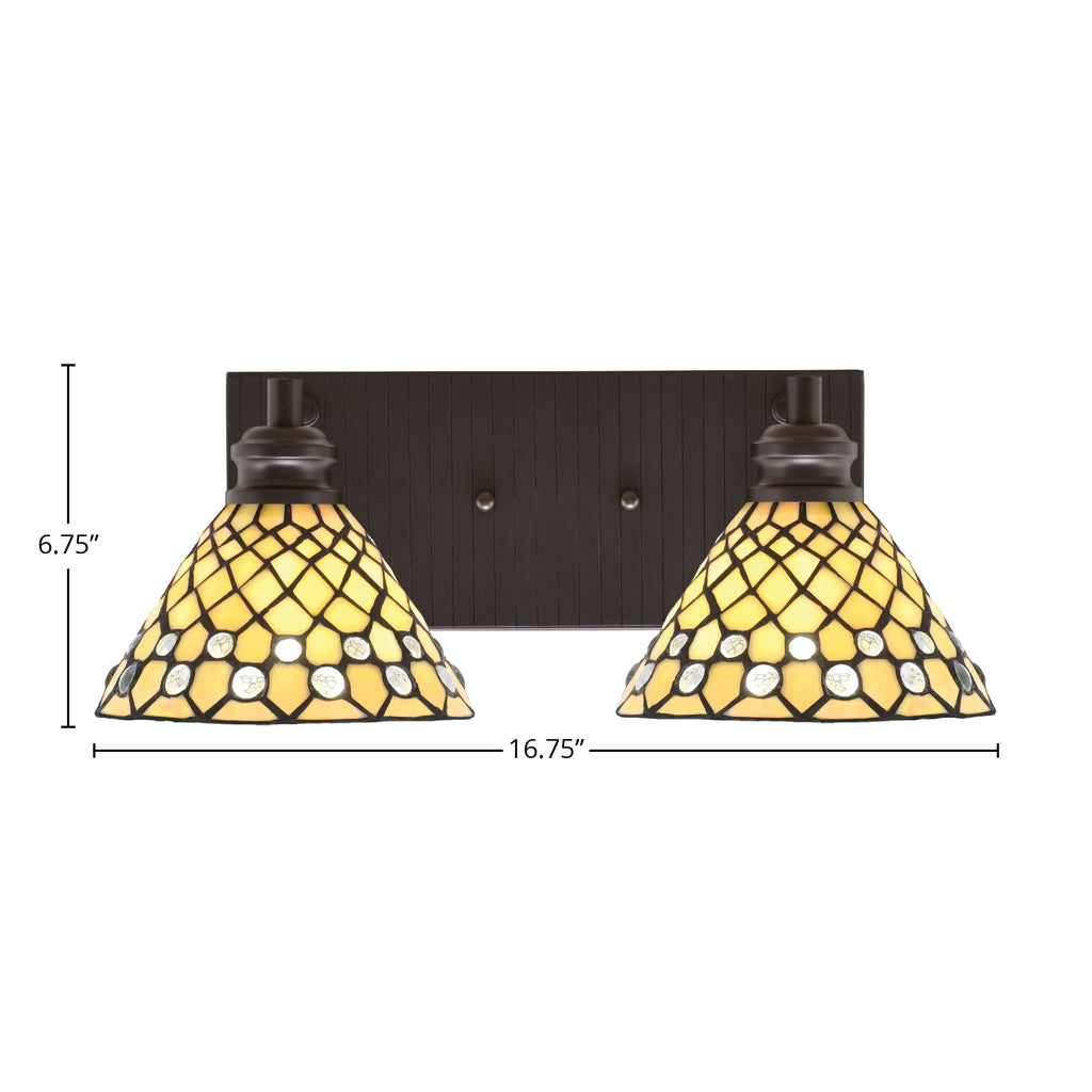 Edge Two Light Bath Bar in Espresso with 7" Starlight Art Glass Shade