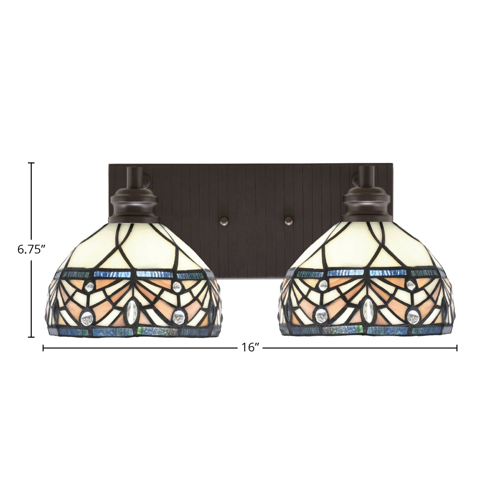 Edge Two Light Bath Bar in Espresso with 7" Royal Merlot Art Glass Shade