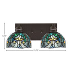 Edge Two Light Bath Bar in Espresso with 7" Turquoise Cypress Art Glass Shade