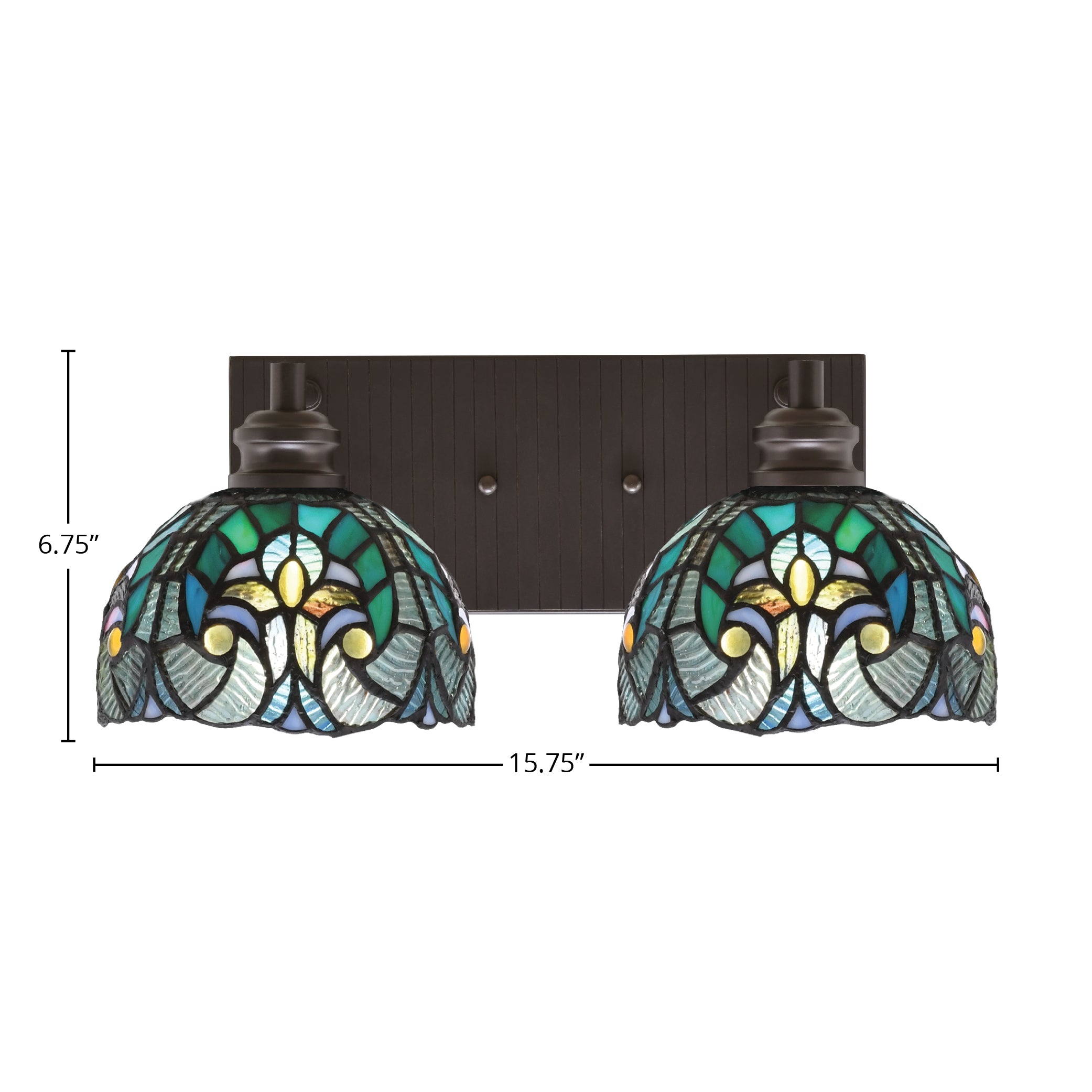 Edge Two Light Bath Bar in Espresso with 7" Turquoise Cypress Art Glass Shade