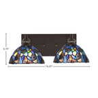 Edge Two Light Bath Bar in Espresso with 7" Blue Mosaic Art Glass Shade