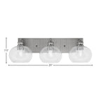 Edge Three Light Bath Bar in Brushed Nickel with 7" Clear Bubble Shade